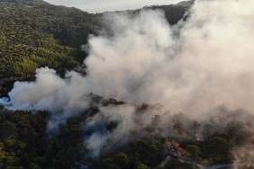 BOZDOĞAN YANGINI GÜNÜN İLK IŞIKLARIYLA BÖYLE GÖRÜNTÜLENDİ YANGINA HAVADAN VE KARADAN MÜDAHALE SÜRÜYOR